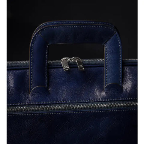 Leather Briefcase Laptop Bag - Brave New World Blue-Tote Bag-Time Resistance-Blue-Urbanheer
