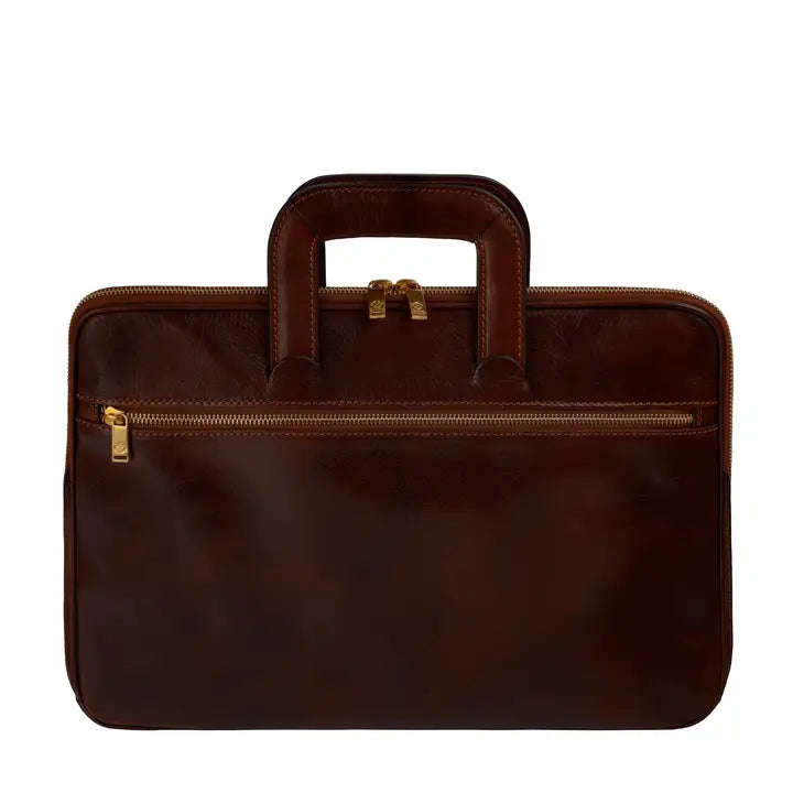 Leather Briefcase Laptop Bag - Brave New World Brown-Tote Bag-Time Resistance-Brown-Urbanheer