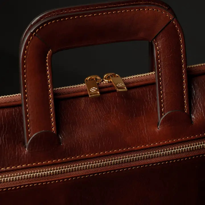 Leather Briefcase Laptop Bag - Brave New World Brown-Tote Bag-Time Resistance-Brown-Urbanheer