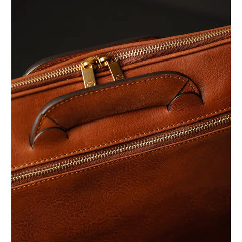 Leather Briefcase Laptop Bag - Brave New World Cognac-Tote Bag-Time Resistance-Cognac-Urbanheer