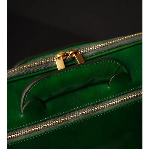Leather Briefcase Laptop Bag - Brave New World Green-Tote Bag-Time Resistance-Green-Urbanheer
