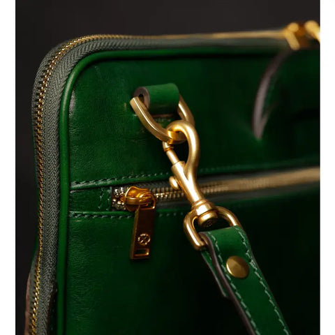 Leather Briefcase Laptop Bag - Brave New World Green-Tote Bag-Time Resistance-Green-Urbanheer