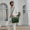 Leather Briefcase Laptop Bag - Brave New World Green-Tote Bag-Time Resistance-Green-Urbanheer