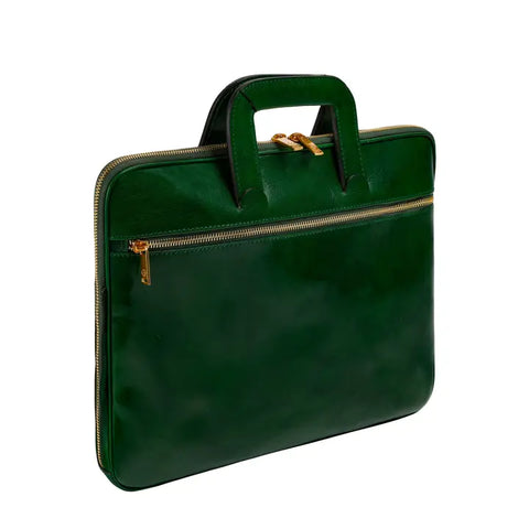 Leather Briefcase Laptop Bag - Brave New World Green-Tote Bag-Time Resistance-Green-Urbanheer