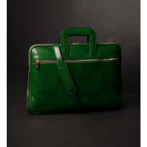 Leather Briefcase Laptop Bag - Brave New World Green-Tote Bag-Time Resistance-Green-Urbanheer