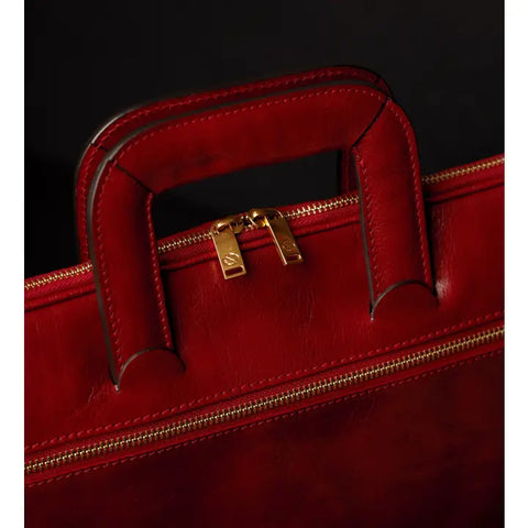 Leather Briefcase Laptop Bag - Brave New World Red-Tote Bag-Time Resistance-Red-Urbanheer