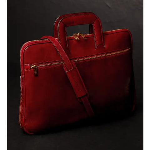 Leather Briefcase Laptop Bag - Brave New World Red-Tote Bag-Time Resistance-Red-Urbanheer