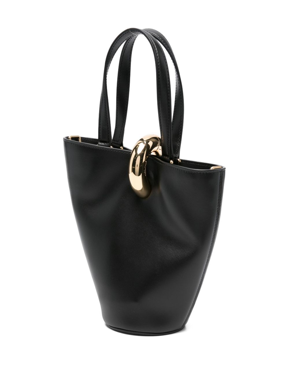Leather Bucket Bag with Gold Ring Detail