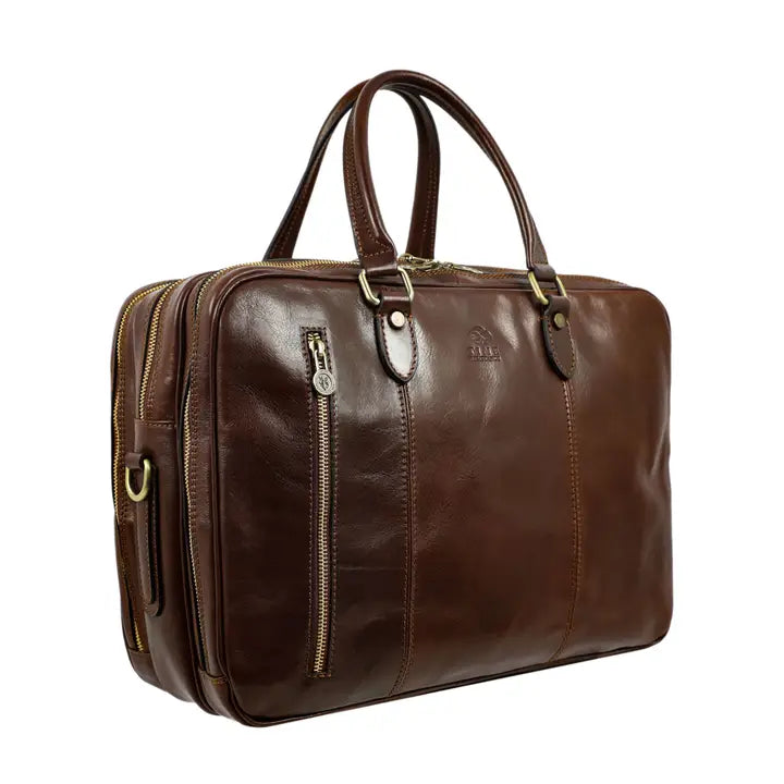 Leather Convertible Briefcase, Backpack - A Farewell To Arms Brown-Briefcase-Time Resistance-Brown-Urbanheer