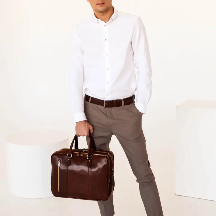 Leather Convertible Briefcase, Backpack - A Farewell To Arms Brown-Briefcase-Time Resistance-Brown-Urbanheer