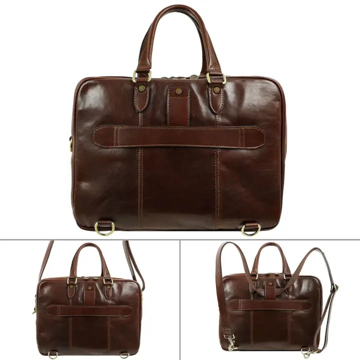 Leather Convertible Briefcase, Backpack - A Farewell To Arms Brown-Briefcase-Time Resistance-Brown-Urbanheer