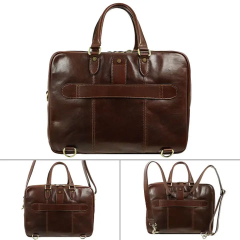 Leather Convertible Briefcase, Backpack - A Farewell To Arms Brown-Briefcase-Time Resistance-Brown-Urbanheer