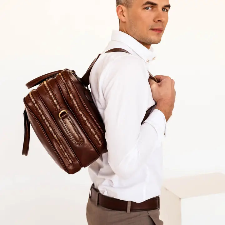 Leather Convertible Briefcase, Backpack - A Farewell To Arms Brown-Briefcase-Time Resistance-Brown-Urbanheer