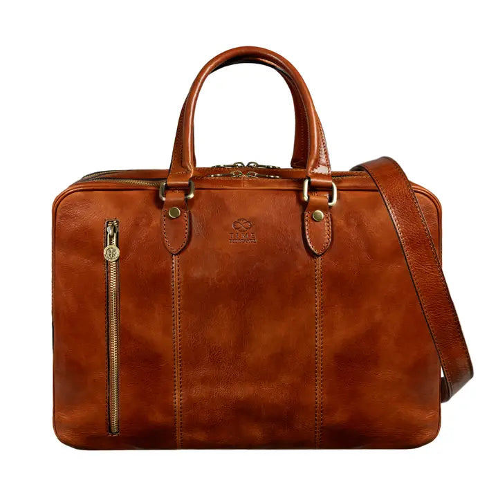 Leather Convertible Briefcase, Backpack - A Farewell To Arms Cognac Brown-Briefcase-Time Resistance-Cognac Brown-Urbanheer