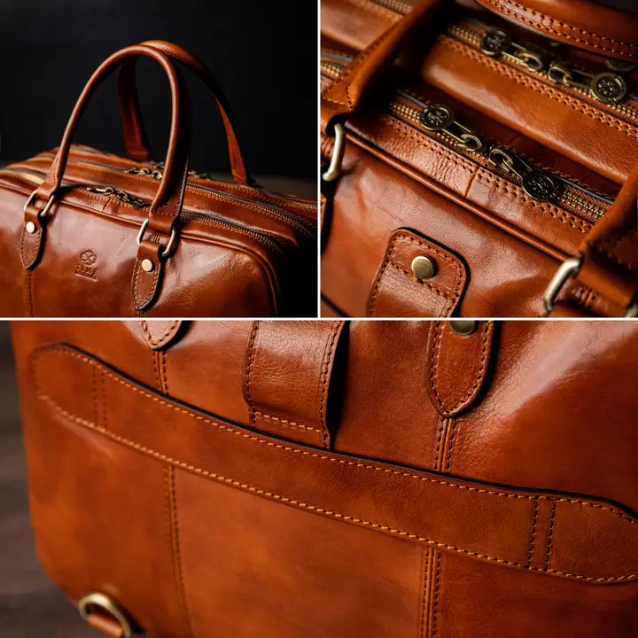 Leather Convertible Briefcase, Backpack - A Farewell To Arms Cognac Brown-Briefcase-Time Resistance-Cognac Brown-Urbanheer