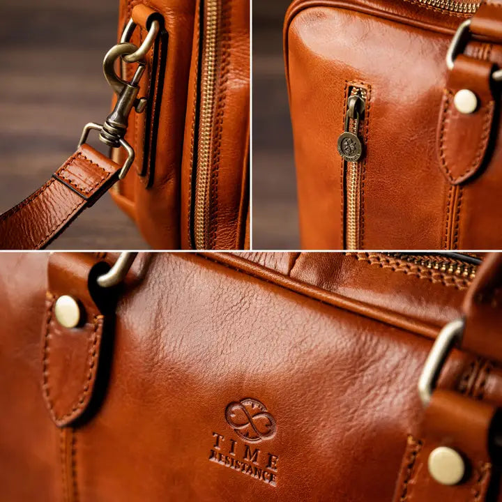 Leather Convertible Briefcase, Backpack - A Farewell To Arms Cognac Brown-Briefcase-Time Resistance-Cognac Brown-Urbanheer