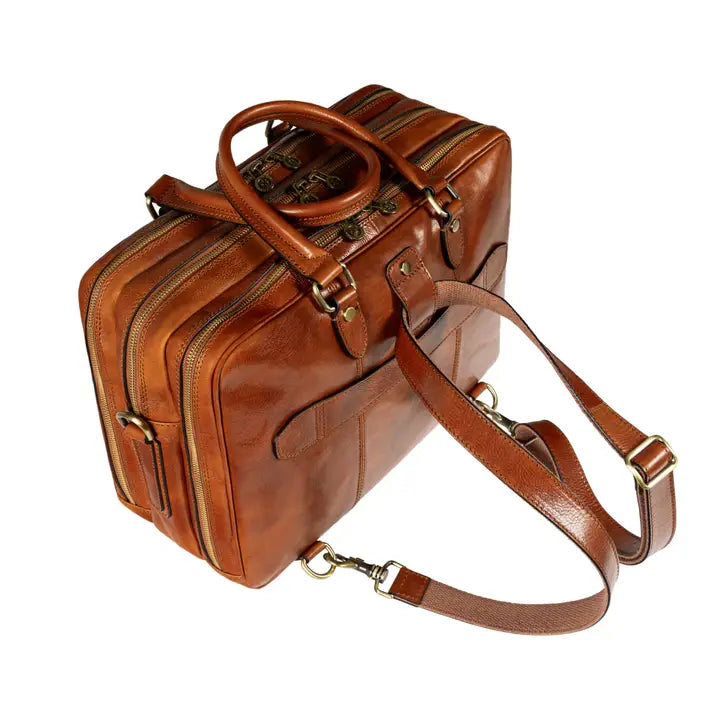 Leather Convertible Briefcase, Backpack - A Farewell To Arms Cognac Brown-Briefcase-Time Resistance-Cognac Brown-Urbanheer