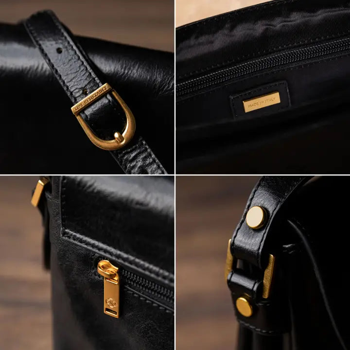 Leather Cross Body Bag, Messenger Bag - Sophie's Choice Black-Cross Body Bag-Time Resistance-Black-Urbanheer