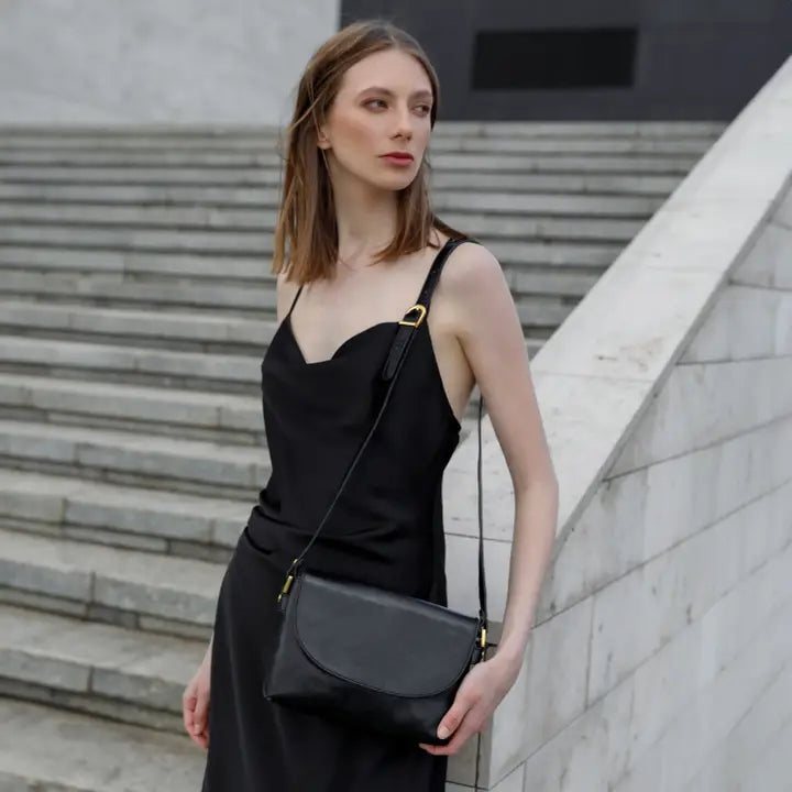 Leather Cross Body Bag, Messenger Bag - Sophie's Choice Black-Cross Body Bag-Time Resistance-Black-Urbanheer