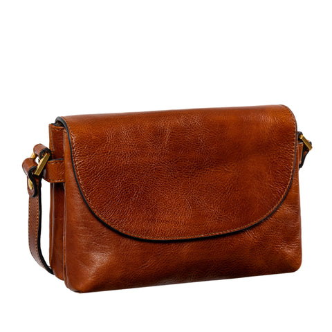 Leather Cross Body Bag, Messenger Bag - Sophie's Choice Cognac Brown