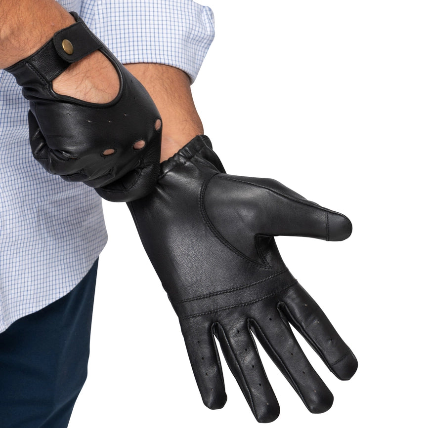 Leather Driving Gloves Men Black-Gloves-Hides-S-Urbanheer