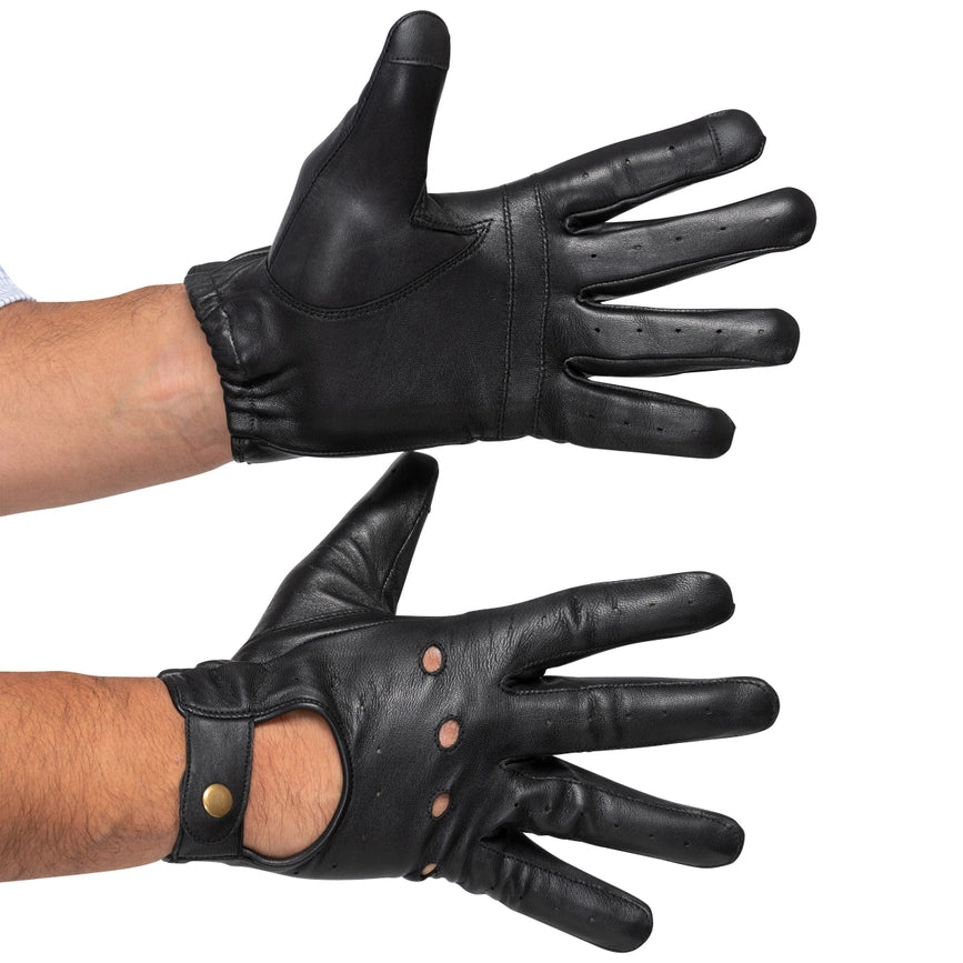Leather Driving Gloves Men Black-Gloves-Hides-S-Urbanheer
