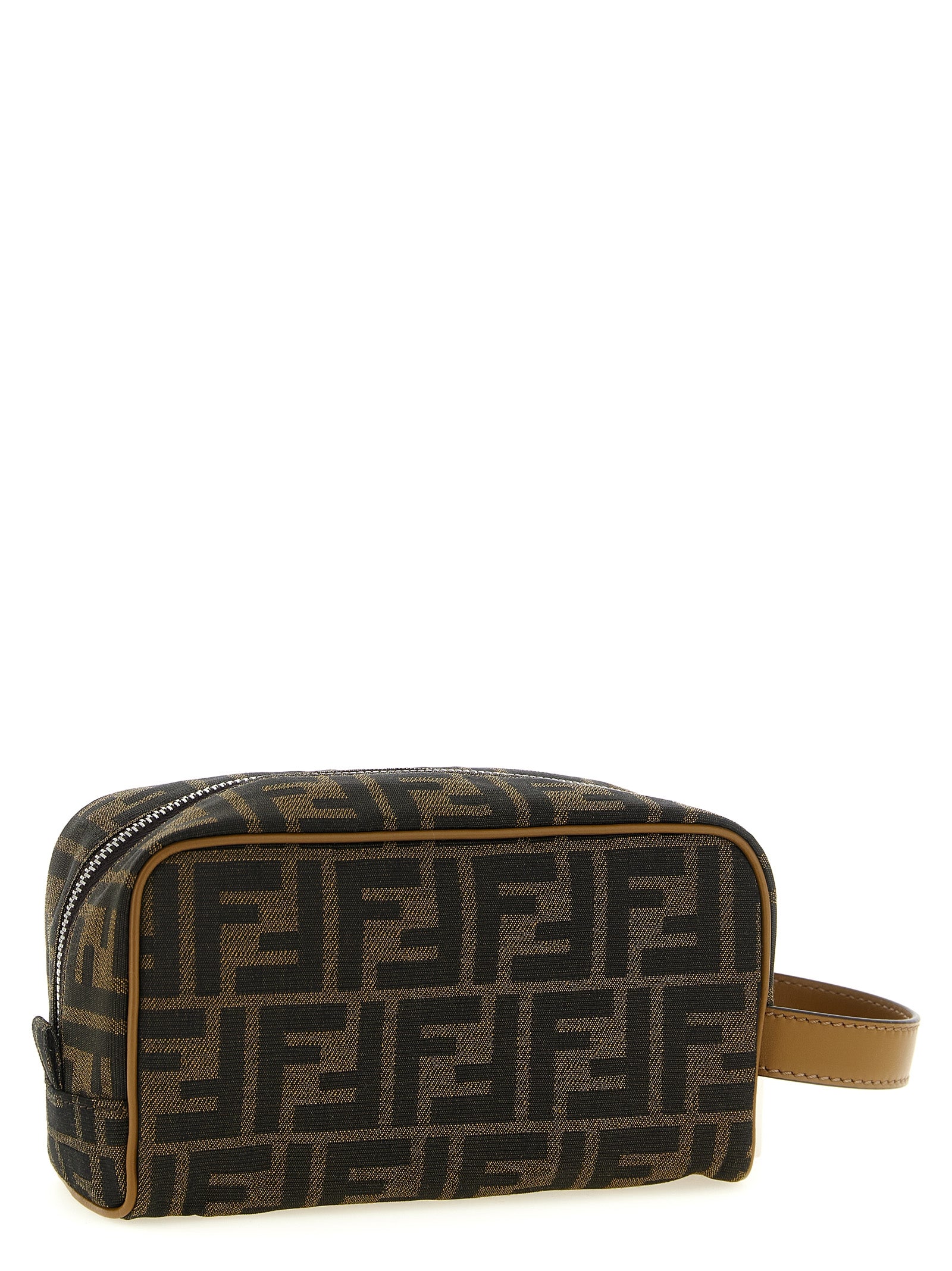 Leather FF Compact Travel Beauty Bag