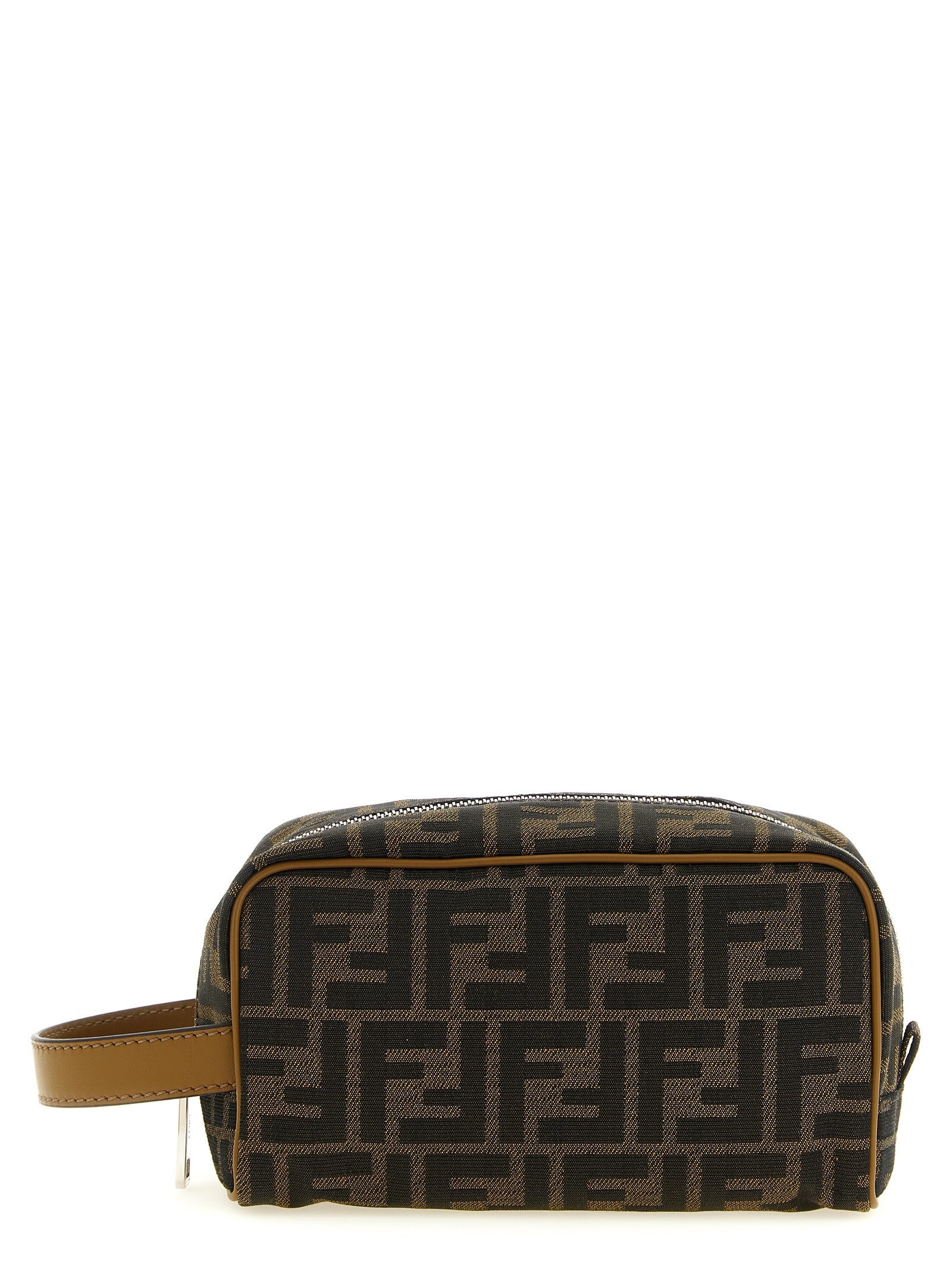 Leather FF Compact Travel Beauty Bag