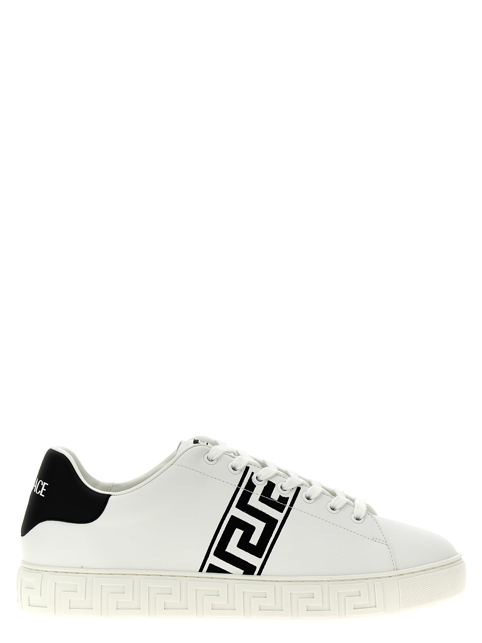 Leather Greca Embroidered Sneakers for Everyday Comfort