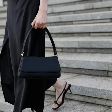 Leather Handbag - Bright Lights, Big City Black-Shoulder Bags-Time Resistance-Black-Urbanheer