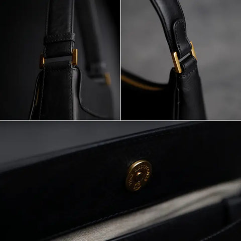 Leather Handbag - Bright Lights, Big City Black-Shoulder Bags-Time Resistance-Black-Urbanheer