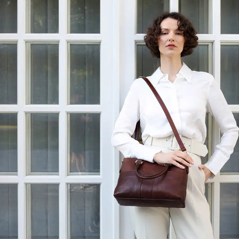 Leather Handbag Shoulder Bag - Camilla Brown-Shoulder bag-Time Resistance-Brown-Urbanheer