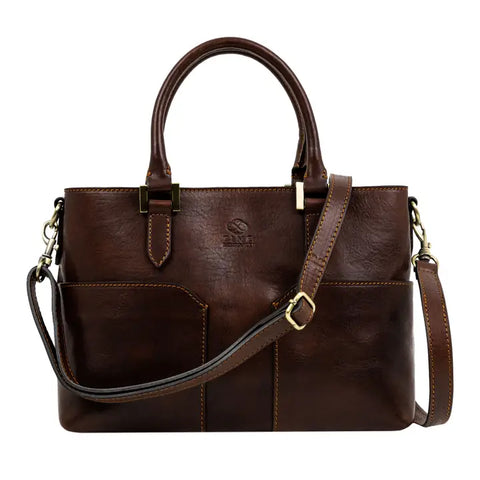 Leather Handbag Shoulder Bag - Camilla Brown-Shoulder bag-Time Resistance-Brown-Urbanheer