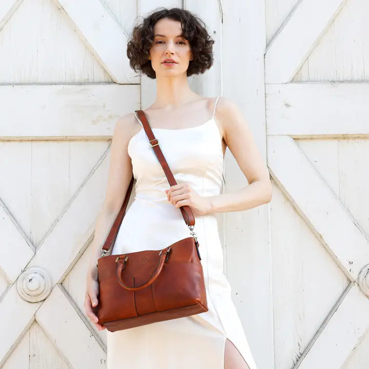 Leather Handbag Shoulder Bag - Camilla Cognac Brown Matte-Shoulder bag-Time Resistance-Cognac Brown Matte-Urbanheer
