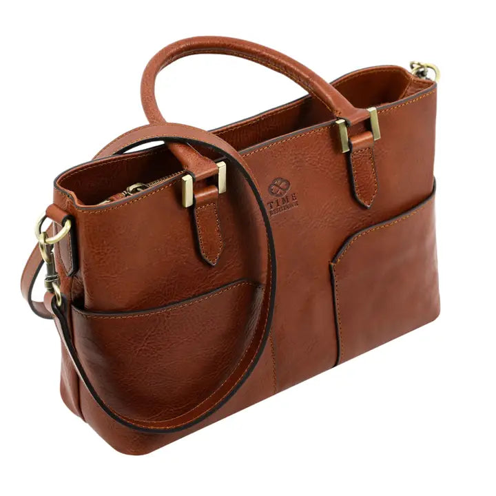 Leather Handbag Shoulder Bag - Camilla Cognac Brown Matte-Shoulder bag-Time Resistance-Cognac Brown Matte-Urbanheer