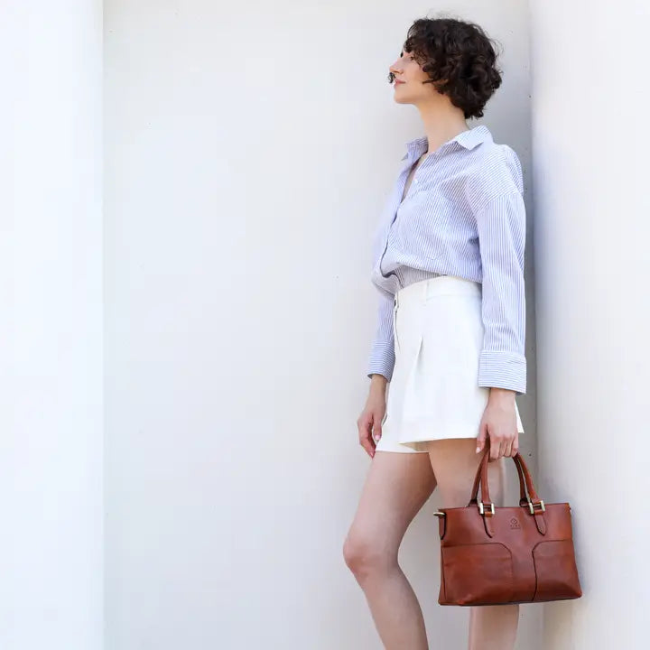 Leather Handbag Shoulder Bag - Camilla Cognac Brown Matte-Shoulder bag-Time Resistance-Cognac Brown Matte-Urbanheer