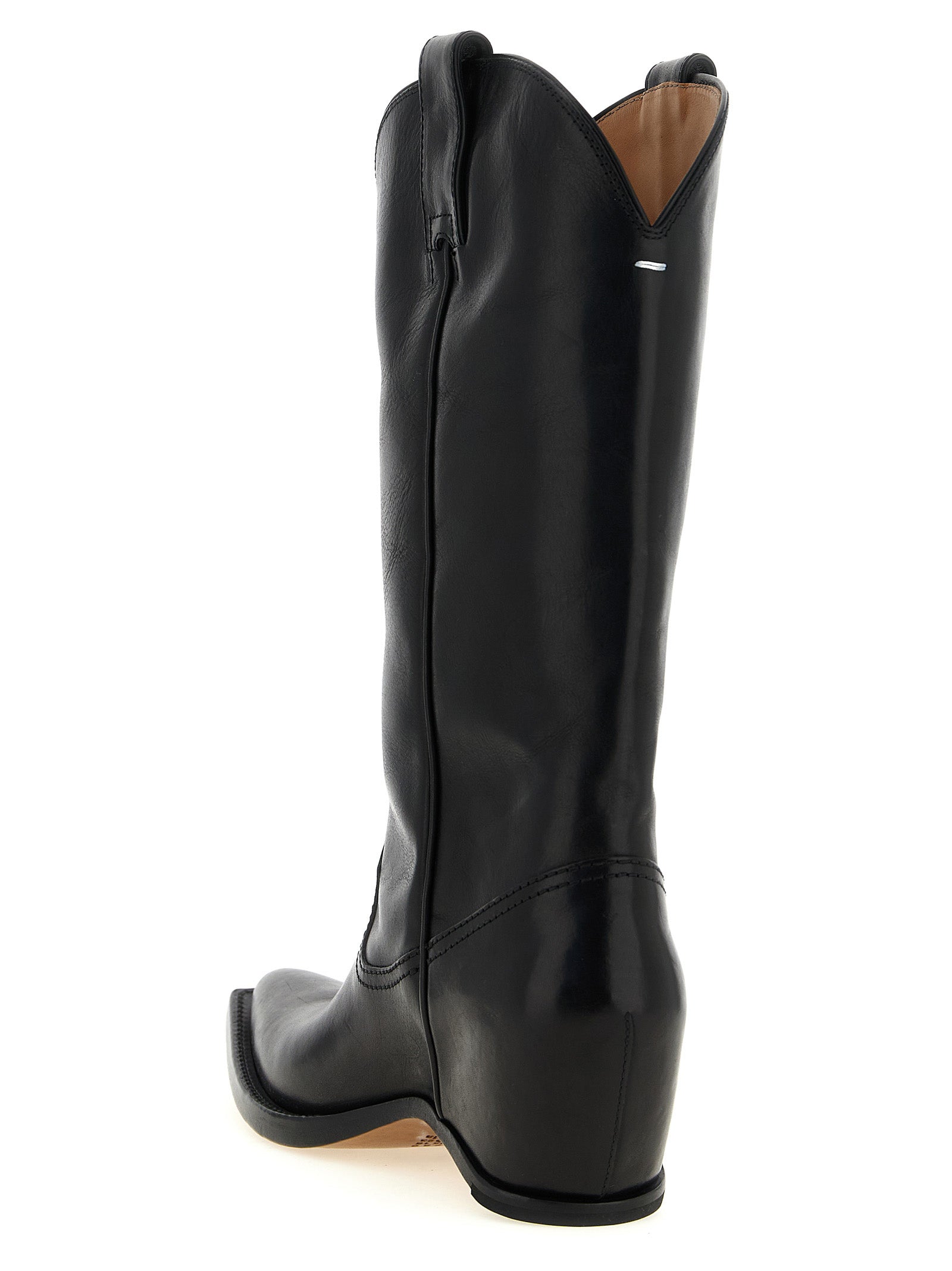 Leather Heel-less Boots with Inner Wedge Comfort