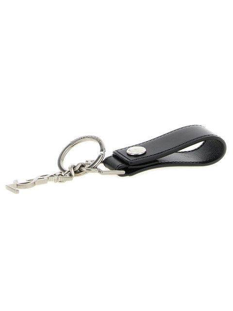 Leather Key Ring with Snap Fastener and Metal Charm