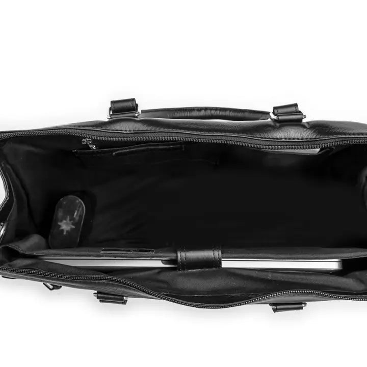Leather Laptop Tote Antique Black-Tote Bag-Hides-16x5x13 In-Black-Urbanheer