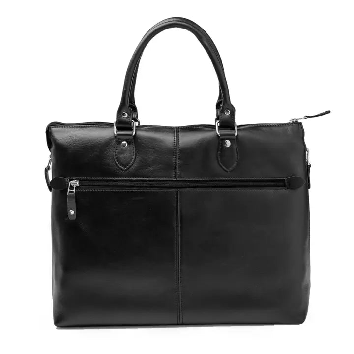 Leather Laptop Tote Antique Black-Tote Bag-Hides-16x5x13 In-Black-Urbanheer