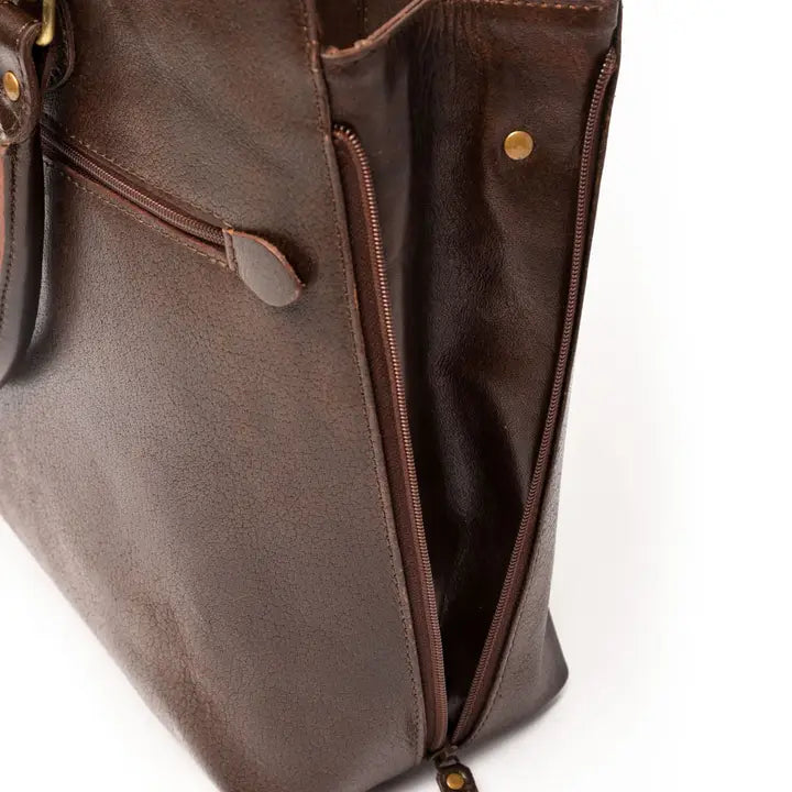 Leather Laptop Tote Antique Brown-Tote Bag-Hides-16x5x13 In-Antique Brown-Urbanheer