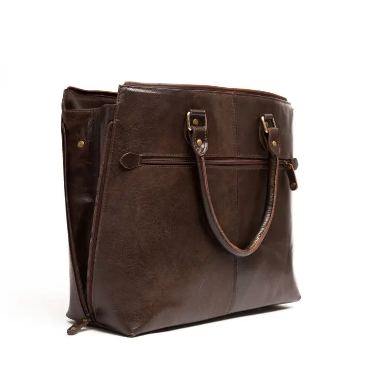 Leather Laptop Tote Antique Brown-Tote Bag-Hides-16x5x13 In-Antique Brown-Urbanheer