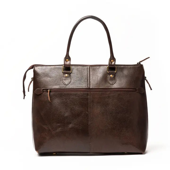 Leather Laptop Tote Antique Brown-Tote Bag-Hides-16x5x13 In-Antique Brown-Urbanheer