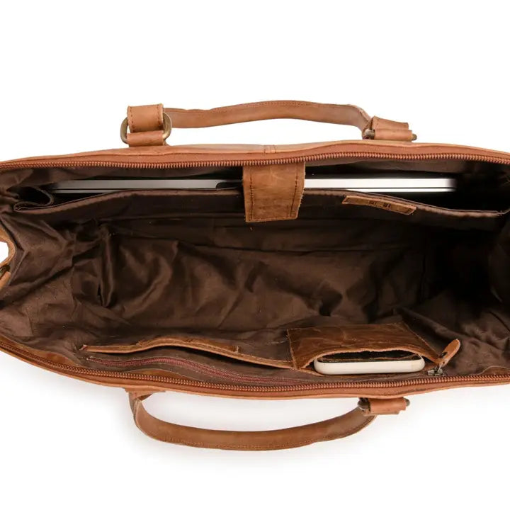 Leather Laptop Tote Antique Saddle Brown-Tote Bag-Hides-16x5x13 In-Saddle Brown-Urbanheer