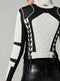 Leather Mesh Moto Jacket Black and White Colorblock Jls-Jacket-Blanc Noir-XS-WHITE/BLACK-Urbanheer