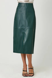 Leather Midi Skirt Teal-Skirt-Mystree-S-Teal-Urbanheer