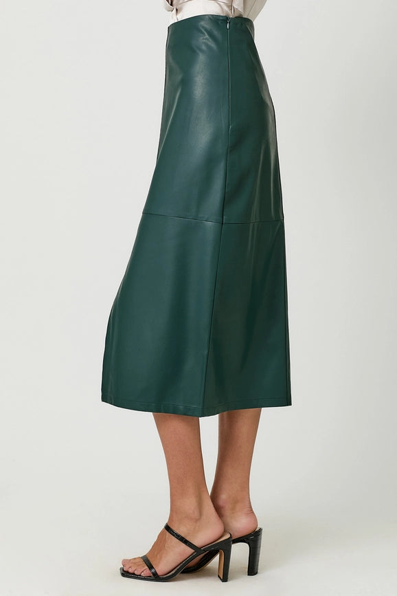 Leather Midi Skirt Teal-Skirt-Mystree-S-Teal-Urbanheer