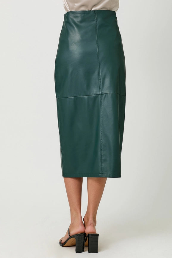 Leather Midi Skirt Teal-Skirt-Mystree-S-Teal-Urbanheer