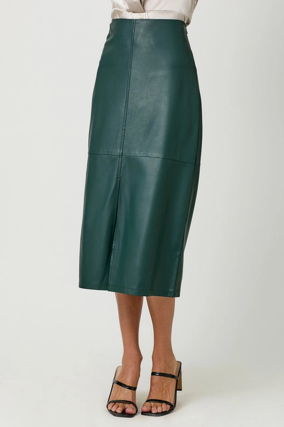 Leather Midi Skirt Teal-Skirt-Mystree-S-Teal-Urbanheer