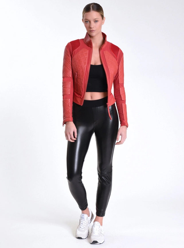 Leather Moto Mesh Jacket Jls Cranberry-Jacket-Blanc Noir-XS-Cranberry-Urbanheer